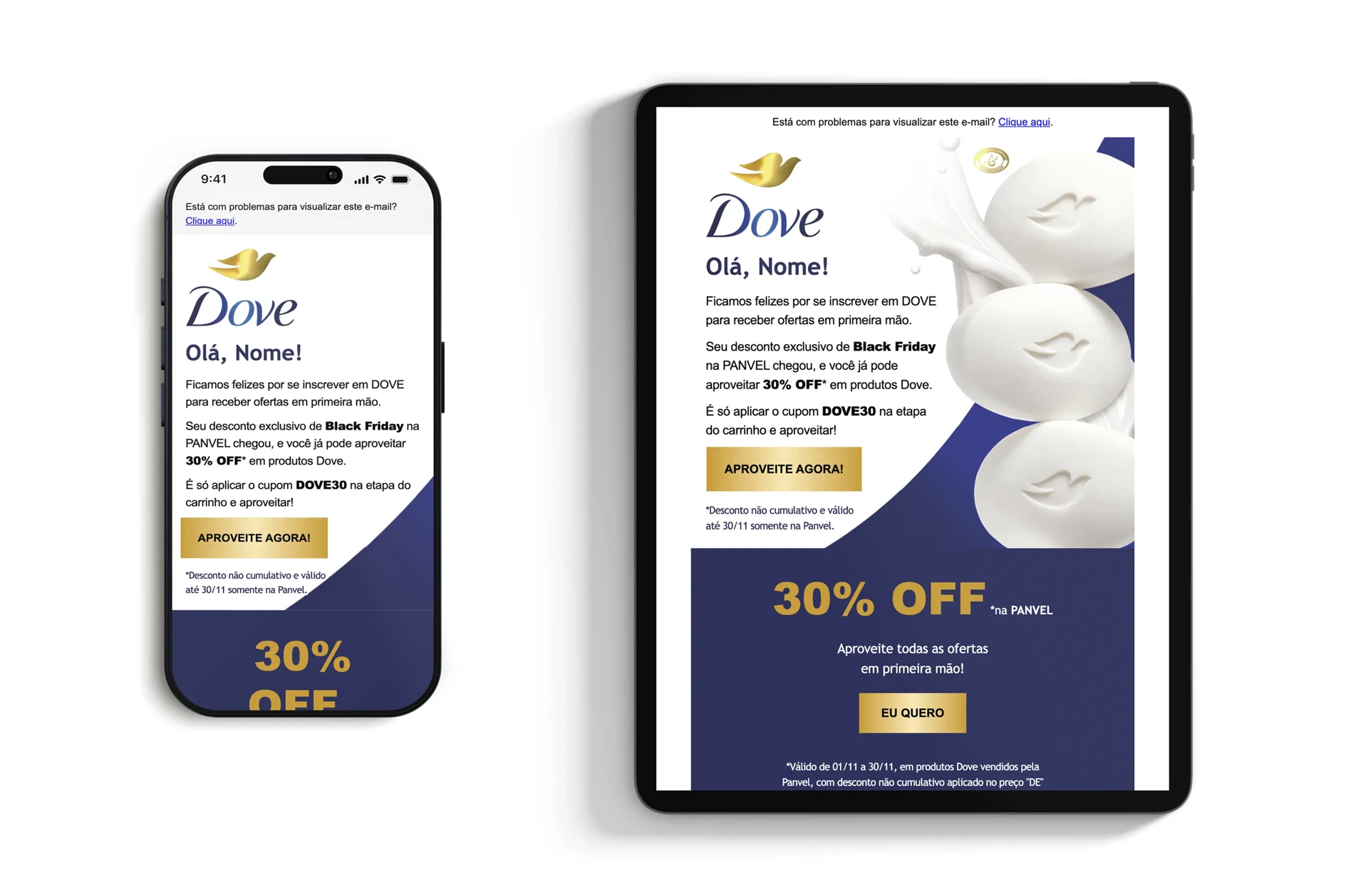 Email confirming subscription to the Dove Brazil newsletter
