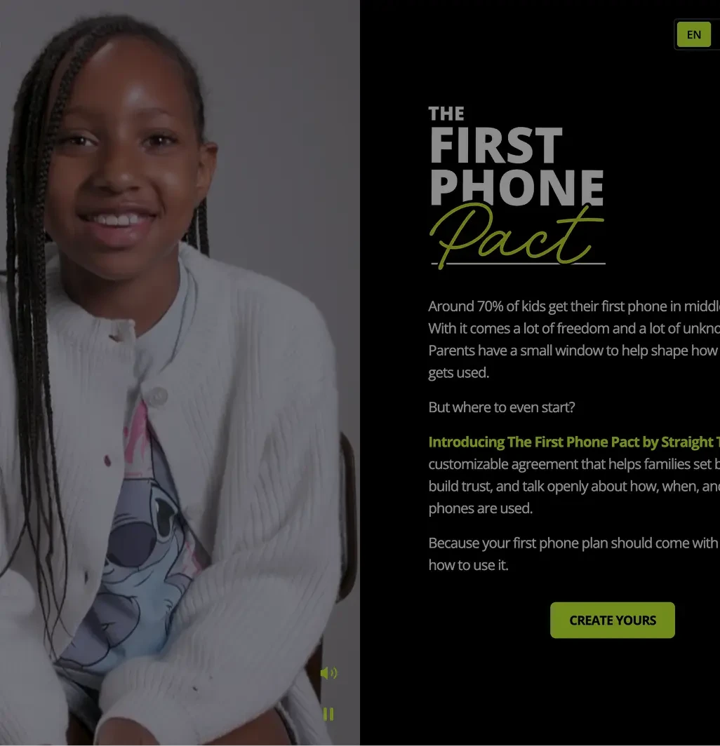 Screenshot of The First Phone Pact website initial screen