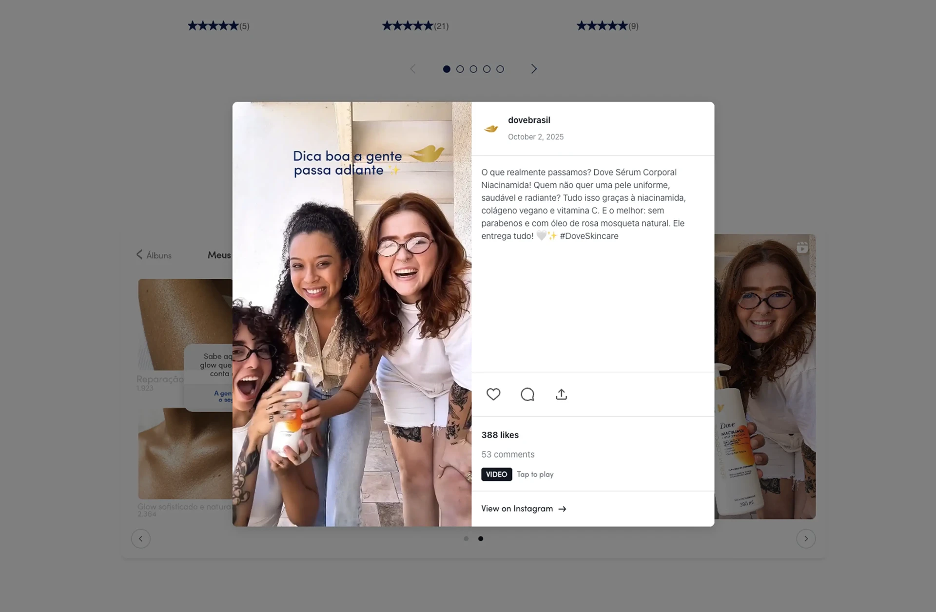 A more detailed version of the social post when cliked on it