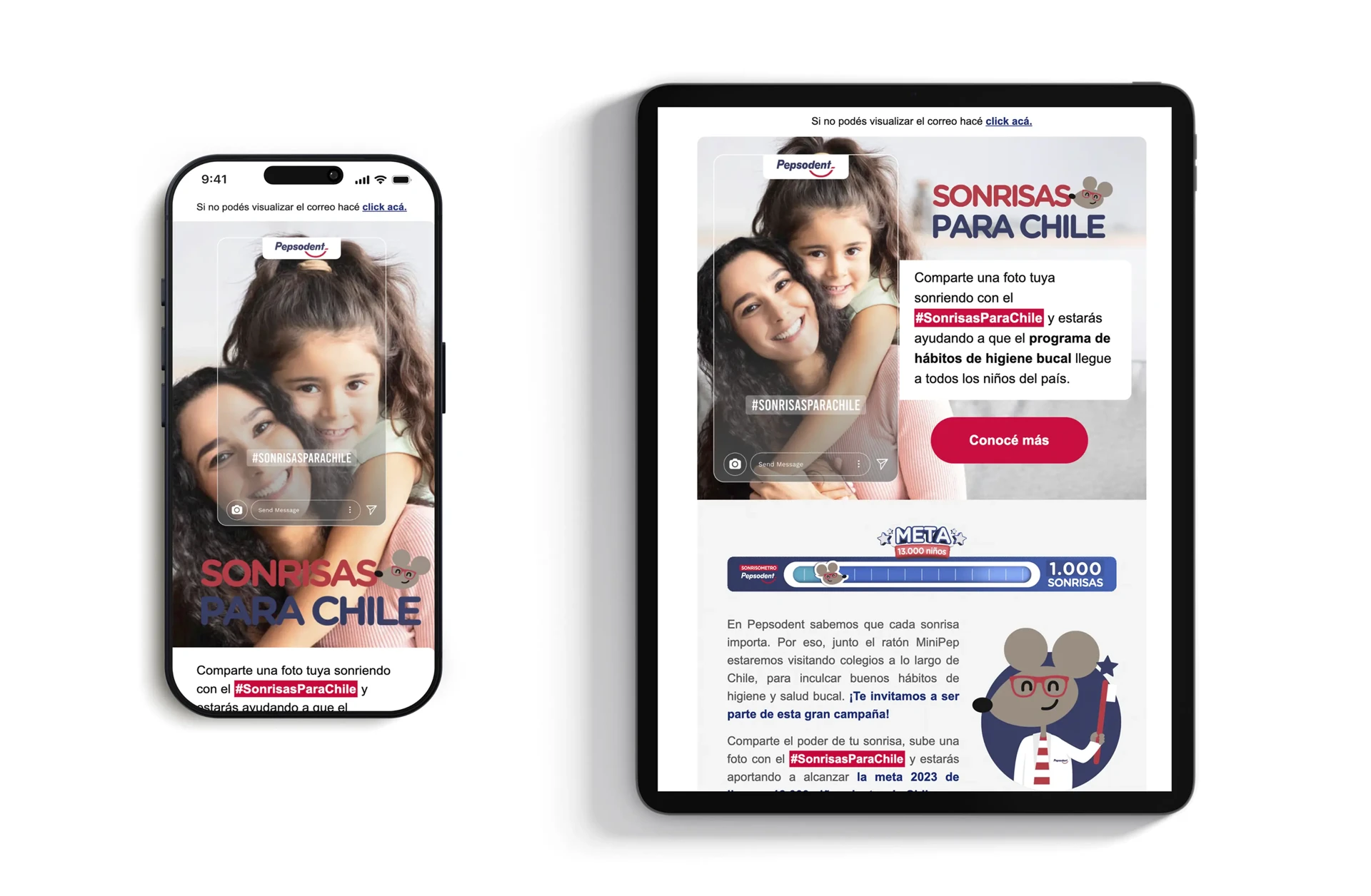 Email promoting Pepsodent's "Smiles for Chile" campaign