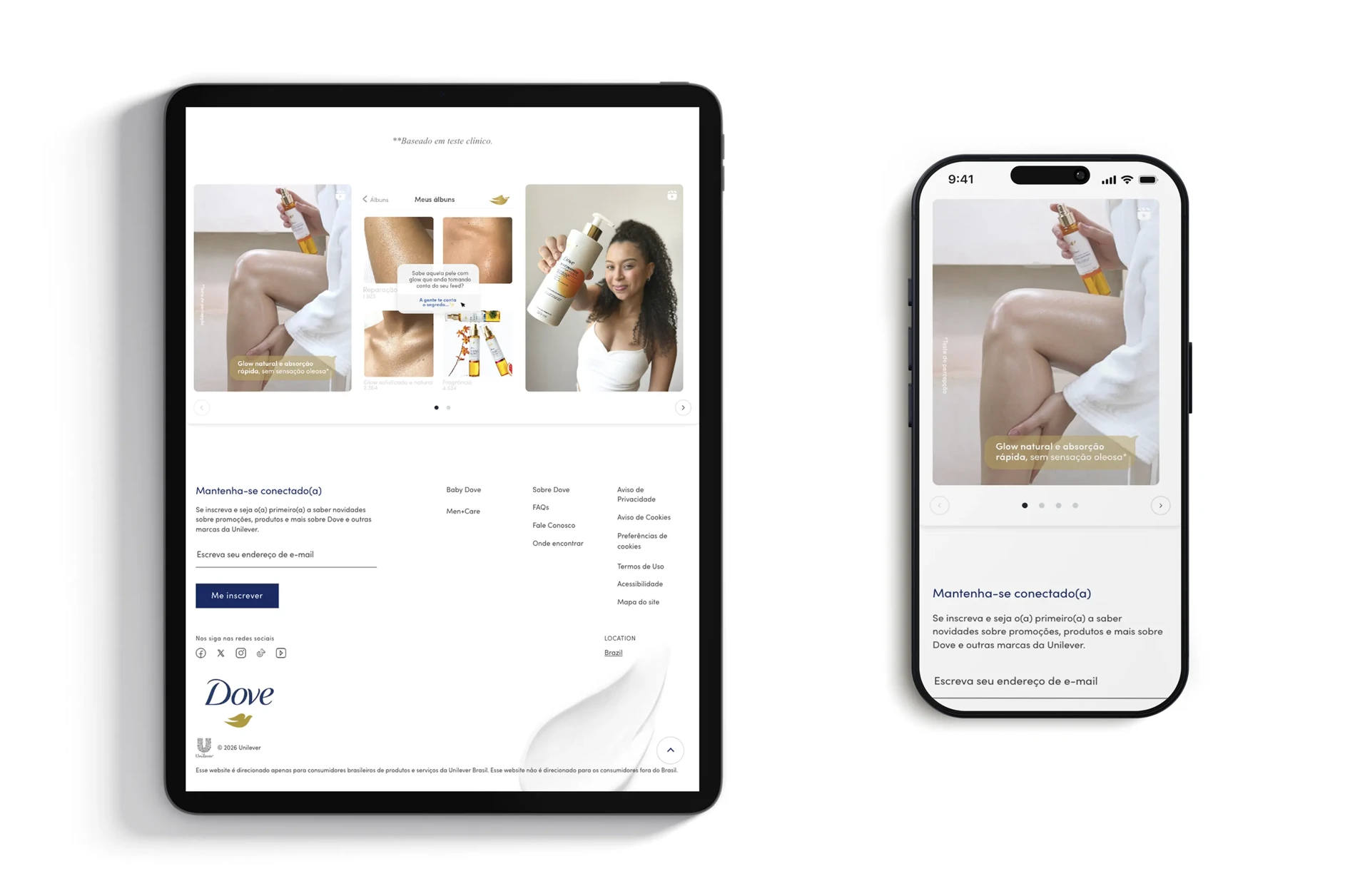 USocial modal working on a landing page in Dove's Brazil website