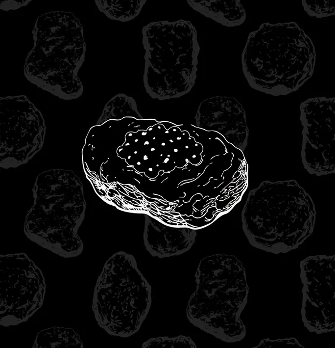 Illustration of a McNugget with caviar on top